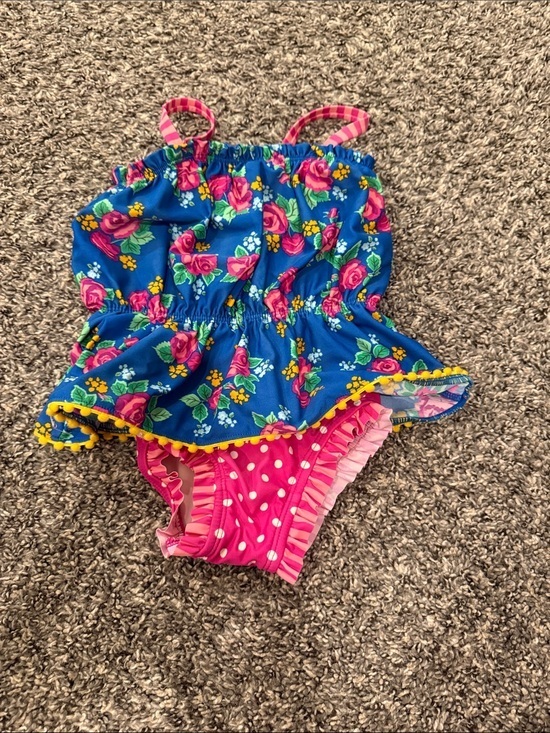 Matilda Jane Other - Matilda Jane Girls Blue Floral Pink Polka Dot Two-Piece Swimsuit